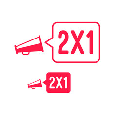 2x1 Offer Megaphone Advertisement Label