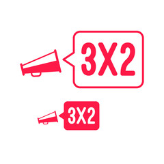 3x2 Offer Megaphone Advertisement Label