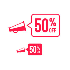 50% Off Sale Megaphone Advertisement Label
