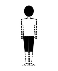 back view of man standing character vector illustration dotted line design