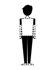back view of man standing character vector illustration dotted line design
