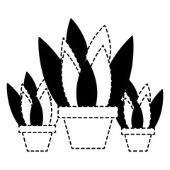 set of potted plants natural interior decoration vector illustration dotted line design