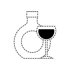bottle wine glass drink beverage image vector illustration dotted line design
