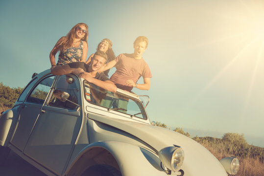 Friends in a car