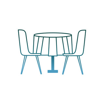 furniture restaurant pair chair and round table vector illustration gradient color design