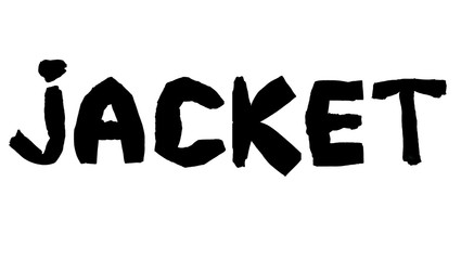 the word JACKET  is lined with isolated jeans   letters in black variant 