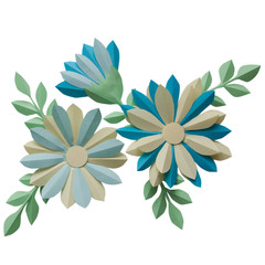 Paper cute art flower isolated on the white background