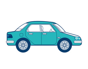 car vehicle transport sedan image vector illustration green and blue design
