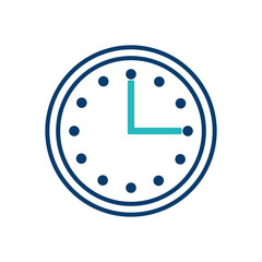 round clock time hour timer image vector illustration green and blue design