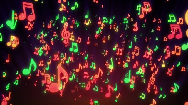 Colorful musical notes for music videos