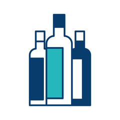 liquor bottles drink beverage alcohol vector illustration green and blue design