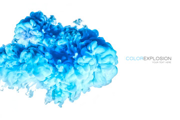 Obraz premium Blue Acrylic Ink in Water. Color Explosion. Paint Texture