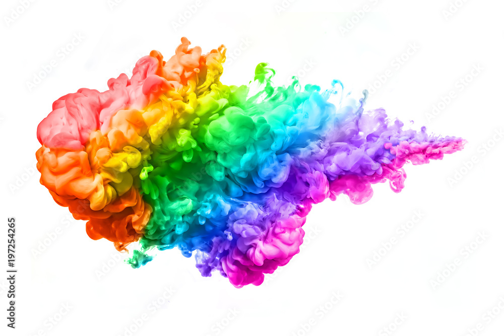 Wall mural rainbow of acrylic ink in water. color explosion