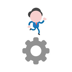 Vector illustration businessman character running on gear