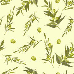 Seamless pattern with olive branches