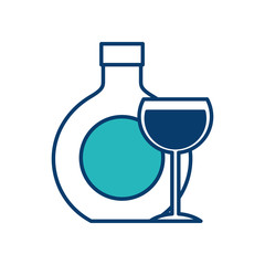 bottle wine glass drink beverage image vector illustration green and blue design