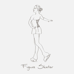 Obraz premium Vector sketch figure skater
