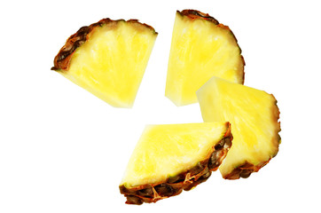 Flying Pineapple slices isolated