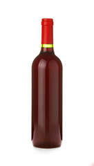 One full bottle of red wine isolated on white