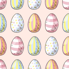 Seamless pattern with easter eggs. Greate holiday background