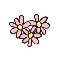 Doodle flowers in shape of heart. Simple hand drawn illustartion. Symbol of spring and love