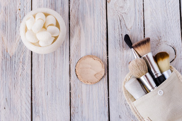 Women's cosmetics. Diagonal arrangement.