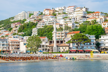 A picturesque beach in the city of Ulcinj. Montenegro.