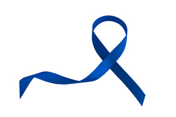 Symbol dark blue Ribbon isolated on a white background. Bowel Cancer. National Colorectal Health Awareness Month.