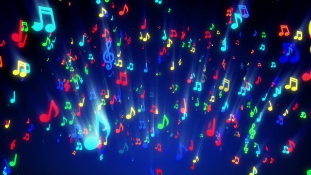 Colorful musical notes for music videos