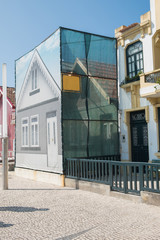 Typical colorful fishing houses of Aveiro, Idanha a nova, district of Aveiro. Portugal. Also known as the Portuguese Venice for its canals