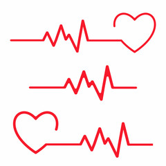 Set of cardiogram design elements. Heartbeat line isolated on white background. Vector