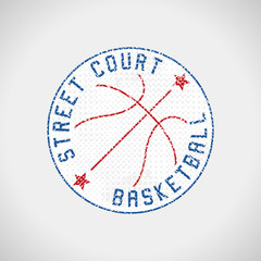Basketball logo street court grunge emblem vector illustration