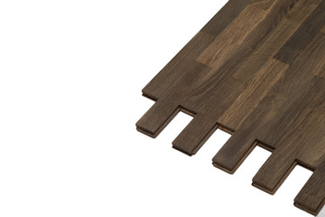 Oak old dark parquet on isolated image