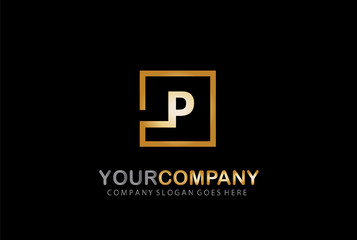 Fototapeta premium P Logo Design Golden Concept