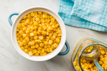 Corn seeds in pot.
