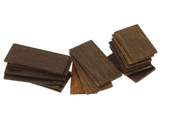 Wooden business cards on white background, old tree