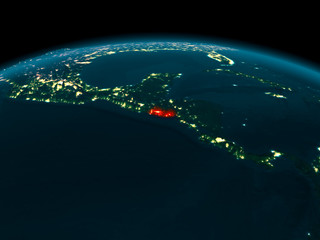 Orbit view of El Salvador at night
