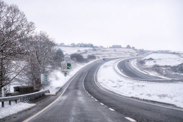 Snow on the motorway in south west england uk  © pbnash1964