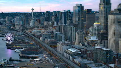 Aerial View Seattle Washington Downtown Skyscrapers