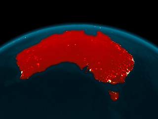 Orbit view of Australia at night