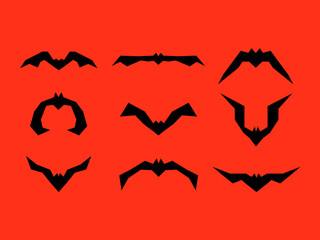 Set of different bats isolated on red vector illustration EPS