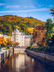 Autumn view of old town of Karlovy Vary (Carlsbad), Czech Republic, Europe
