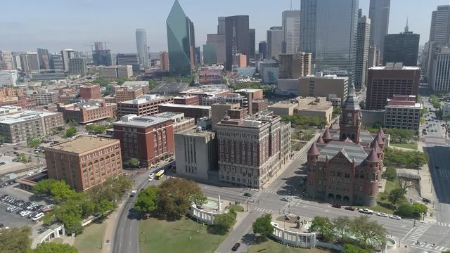 Aerial view of Dallas with buildings