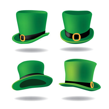 Set of Saint Patrick's Day leprechaun hats. EPS10 vector illustration.