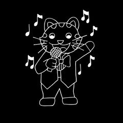 Cats singing. Doodle vector illustration.
