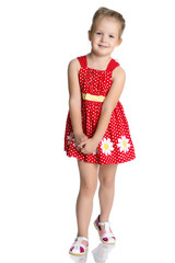 The little girl is full-length.