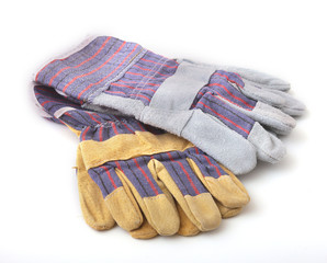 safety gloves on white background. Protective worker gloves.