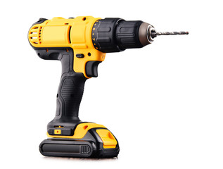 Cordless drill with drill bit working also as screw gun