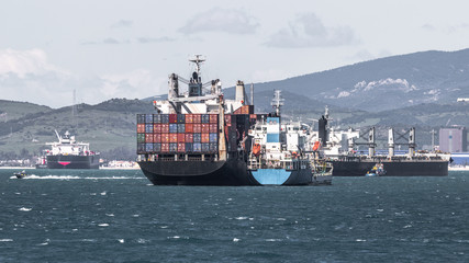 Ships near Gibraltar and Algeciras 