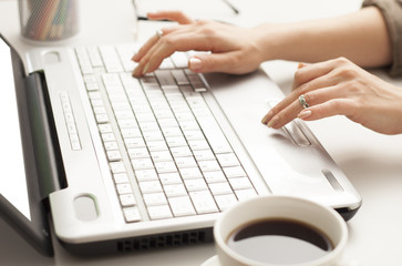 Fototapeta premium woman using laptop